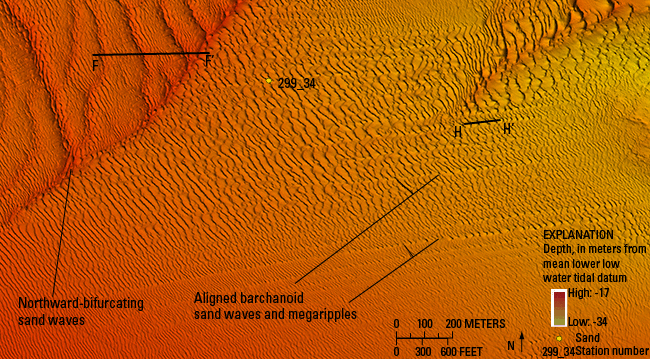 Figure 20. Bathymetric image of sand waves in the study area.