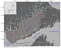 Thumbnail image for Figure 3, location map of survey lines in Indian River Bay, Delaware and link to larger image.
