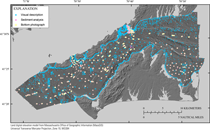 Thumbnail image for Figure 6, Map showing locations of sediment samples and bottom photos collected within the study area , and link to larger image.