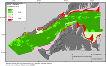 Thumbnail image for Figure 8, Map showing the distribution of confidence levels for sediment texture interpretation within the Vineyard and western Nantucket Sound survey area.