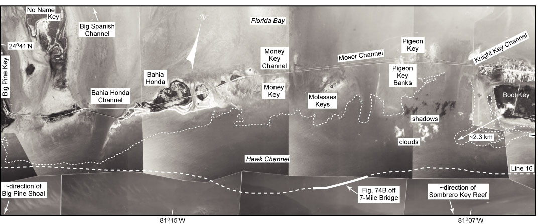 Aerial photo (1991) shows features in area of Moser and Bahia Honda Channels.