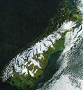 Figure 4-3.–Snow cover on the Southern Alps and environs, South Island, New Zealand, on 11 July 2003. The intense storm that produced this snow cover was reported to be the worst blizzard to hit New Zealand in the past 50 years. The 500-meter-pixel resolution image is from the MODerate resolution Imaging Spectroradiometer (MODIS) on NASA’s Terra satellite. Image courtesy of NASA’s MODIS Land Rapid Response Team.