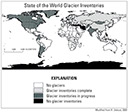 Figure 73.—The status in 2003 of the compilation of inventories of glaciers in the 41 nations and other geographic entities (for example, Antarctica) that are currently glacierized (have glaciers). Modified from Jiskoot (2003, figure on p. 97). 