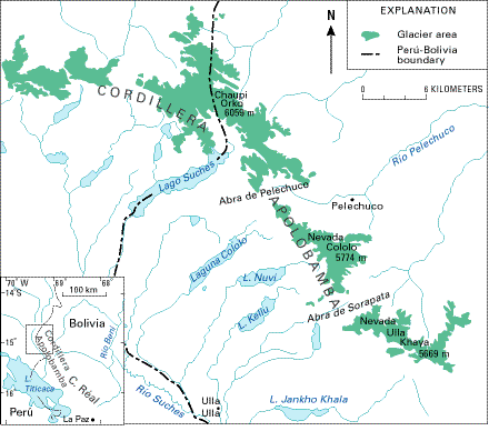 Glacierized areas of Cordillera Apolobamba