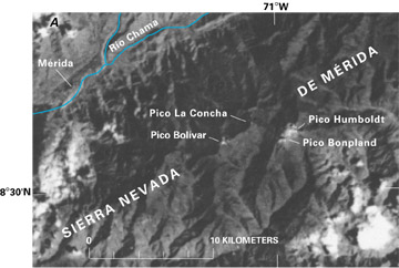 Landsat 2 MSS image of the Sierra Nevada de Merida glaciers