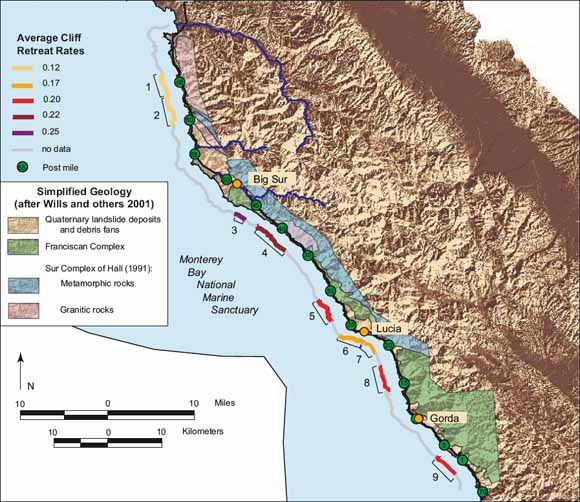 map of california coastline. map of the coast showing