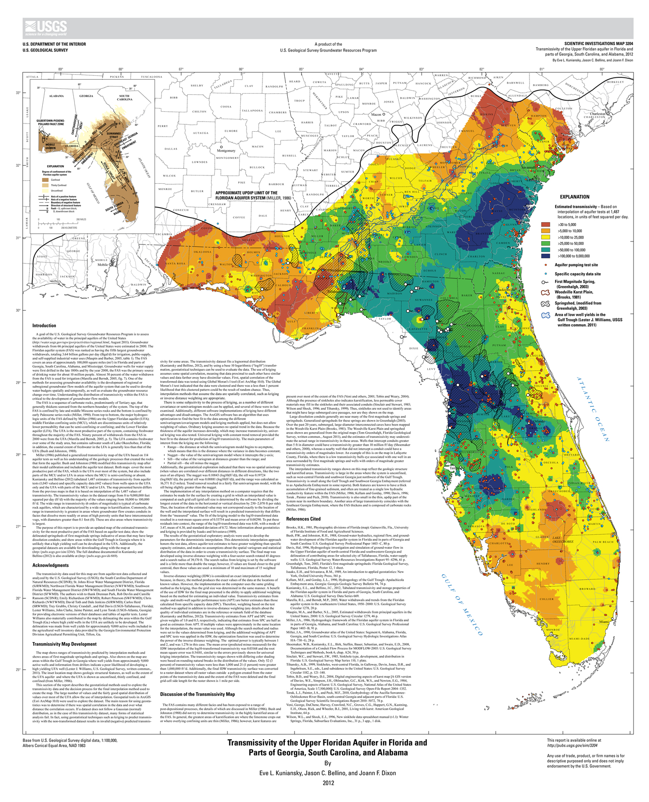 Transmissivity of the Upper Floridan Aquifer in Florida and Parts of
