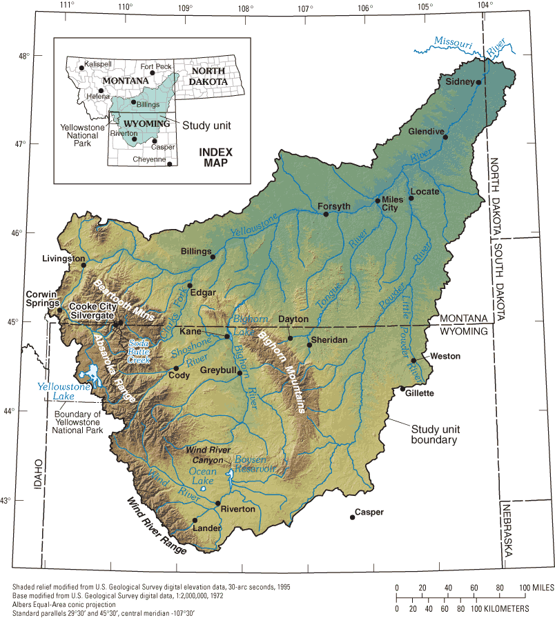 Figure 1. Location of the Yellowstone River Basin.