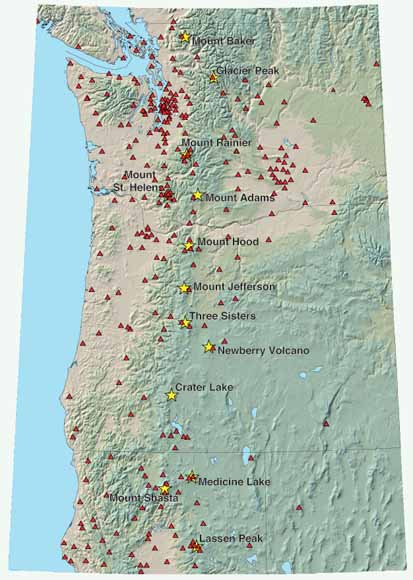 map of cascade subduction zone showning coast of Washington, Oregon, and northern California