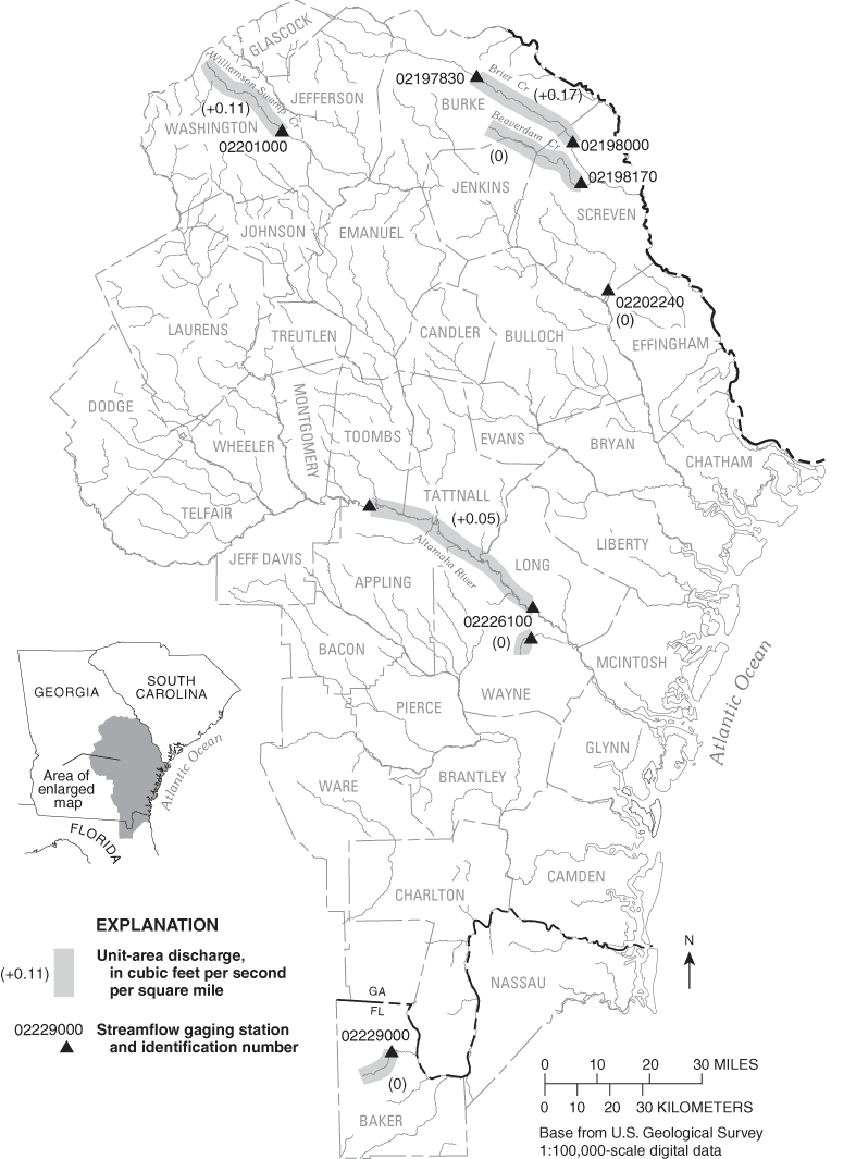 Selected streamflow gaging stations, during the 1981