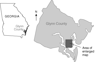 Map of Glynn County showing the Brunswick study area. 