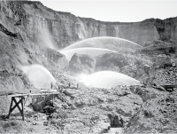 Hydraulic mining at Malakoff Diggings (circa 1876), located in the South Yuba River watershed, California. 
