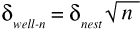 Equation 1. sigma sub nth well equals sigma sub nest of wells times square root of n