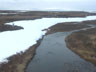 aerial photo of upstream view of Takikchak River near Newtok