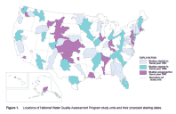 Figure 1.  Locations of National Water-Quality Assessment
Program study units and their proposed starting dates.