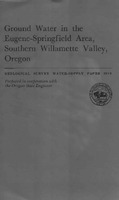 Ground water in the Eugene-Springfield area, southern Willamette Valley, Oregon, (Geological Survey water-supply paper) F. J Frank
