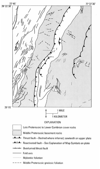 Tectonic map of Harpers Ferry quadrangle