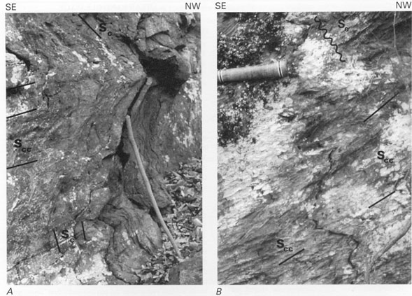 Cleavage in metabasalt of Catoctin Formation