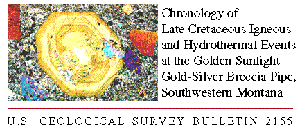 USGS-Publications B2155 - Chronology of Late Cretaceous Igneous and Hydrothermal Events at the Golden Sunlight Gold-Silver Breccia Pipe, Southwestern Montana