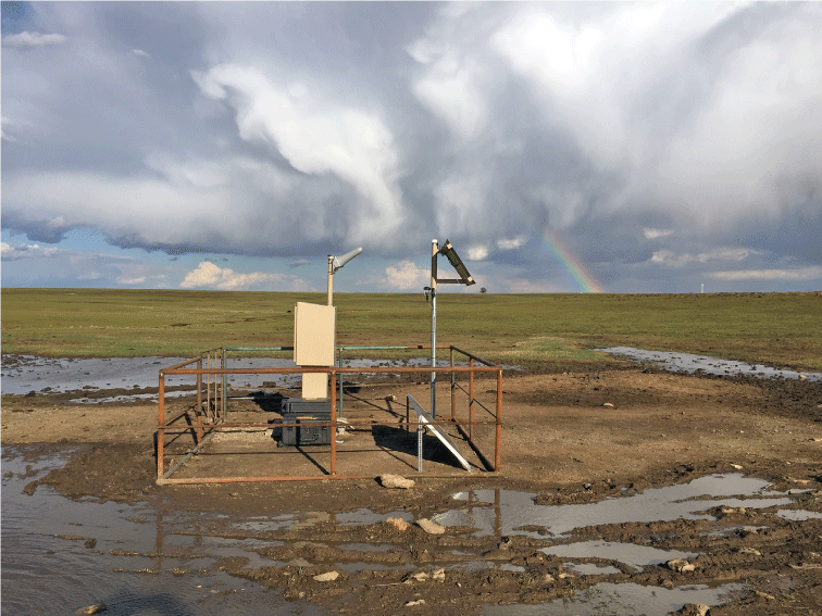 Figure 3. Photograph showing a groundwater-level monitoring well in Osage County,
                        Oklahoma. Photograph by the U.S. Geological Survey, April 2017.