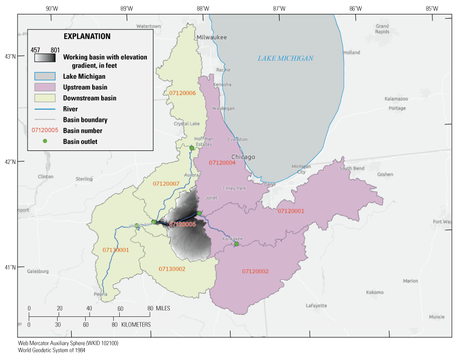 Map showing how previously computed drainage boundaries and basin characteristics
                        for 8-digit hydrologic units are used to quickly obtain the boundary and basin characteristics
                        for a user-selected site.