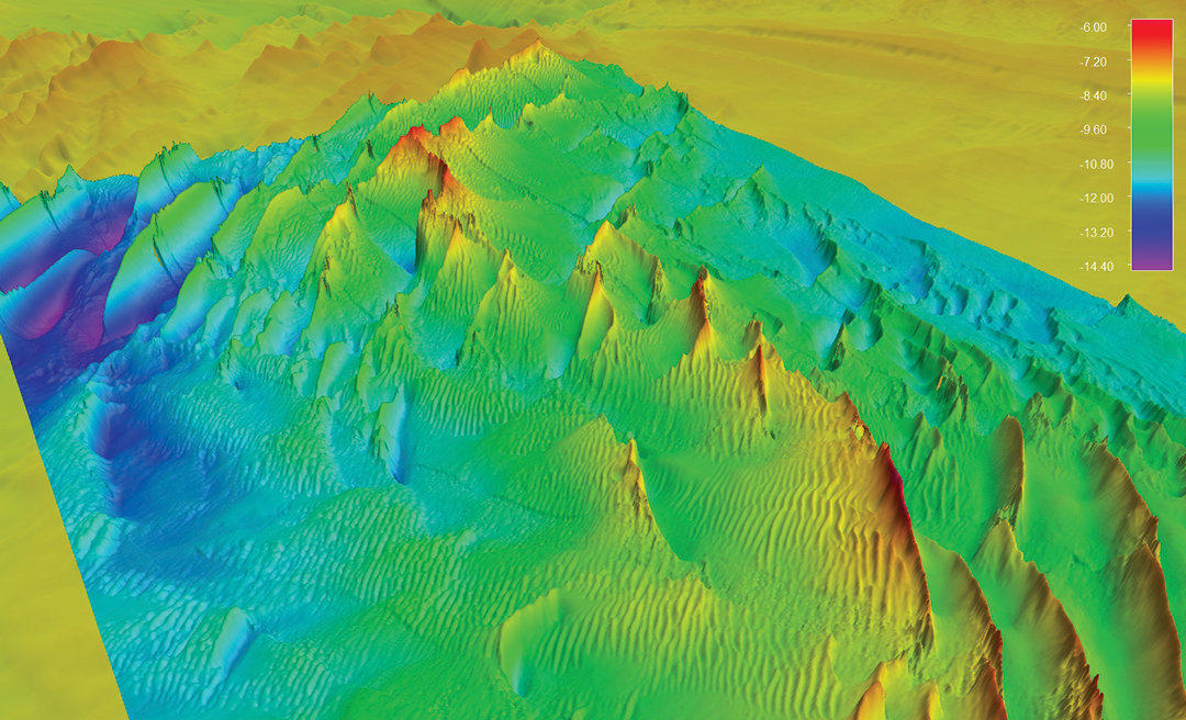 The Woods Hole Coastal and Marine Science Center’s Sea Floor Mapping Group is mapping
                                 the sea floor and sub-sea floor of Nantucket Sound as part of a long-term collaboration
                                 with the State of Massachusetts. This is an image of Nantucket Sound's sea floor.
                                 It is dominated by sand waves. Data are collected at such quality that even the ripples
                                 on top of the sand waves can be resolved. These bedforms indicate a very mobile and
                                 sandy sea floor.