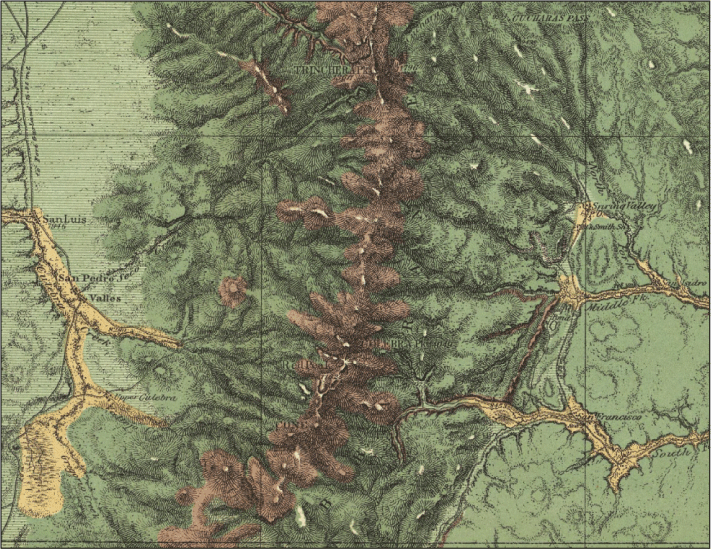 Colors are used to show economic features. “San Luis” and “San Pedro” are labeled.