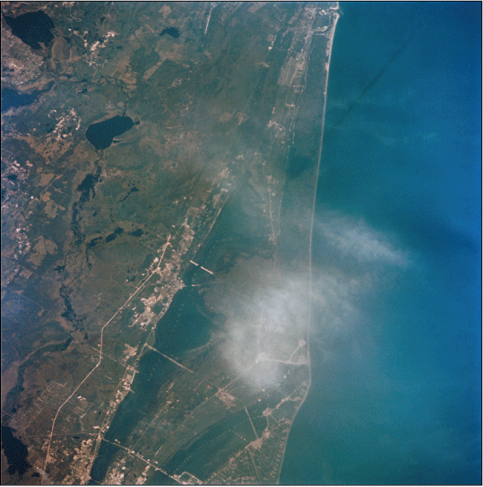 Color image with slight obstruction of area caused by clouds.
