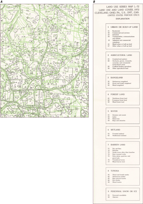 Nine land classes: urban or built up, agricultural, rangeland, forest, water, wetland,
barren, tundra, perennial snow or ice.