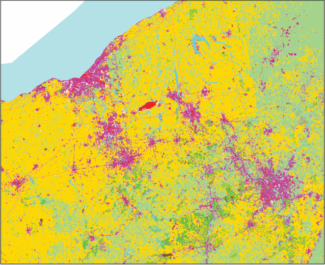 Colors represent different data classes.