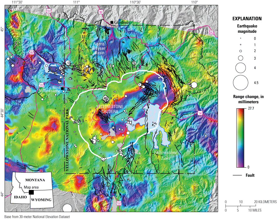 9. Subsidence occurred in the central part of Yellowstone Caldera. Earthquakes occurred
inside and outside the park boundaries.
