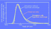 Chart:Dye concentrations in the Santiam River