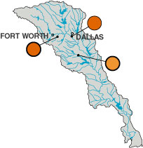 Map showing pesticide concentrations in streams.