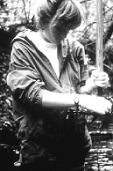 Woman doing water testing.