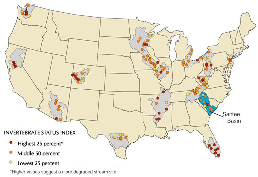 Map showing Invertebrate Status Index