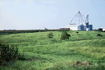 Figure 7. Farming and related businesses are major activities in the lower Illinois River Basin. Agriculture has a significant effect on water quality and wildlife habitat. (Photograph by David J. Fazio, USGS.)