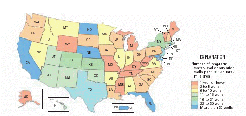 Map showing ground-water-level observation wells