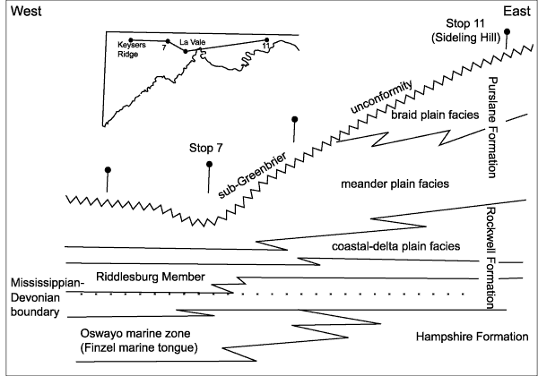 Environments of deposition within the Rockwell Formation of western Maryland. For a more detailed explanation, contact Blaine Cecil at bcecil@usgs.gov
