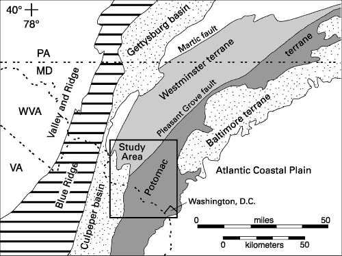 Terrane map of the south-central Appalachians. For a more detailed explanation, contact Michael Kunk at mkunk@usgs.gov.