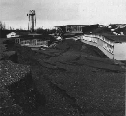 Figure 41. Photo showing major earthquake damage in 1964, which destroyed this elementary school in Anchorage, Alaska, and spurred efforts to predict earthquakes.