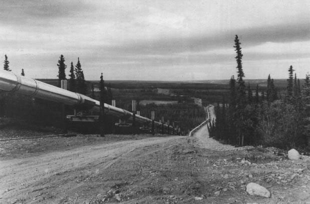 Figure 46. Photo shows the Alaska Pipeline in the Klutina River Valley.