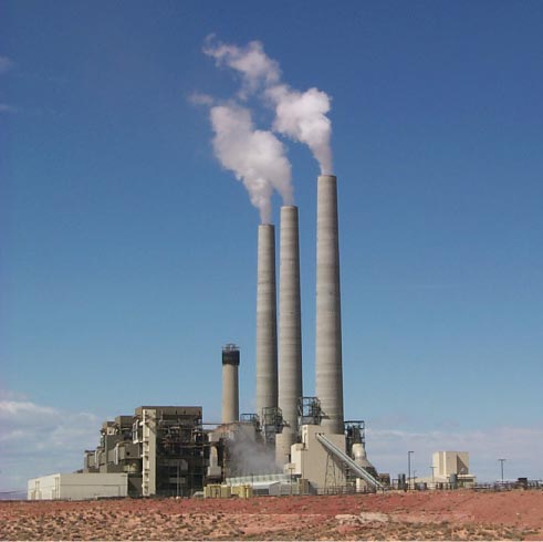 Photograph of the Navajo power plant, which is a coalfired, electric-power-generation
    plant near Page, Arizona