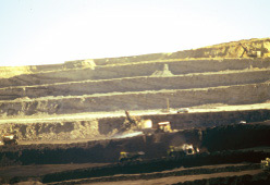Photograph of subbituminous coal strip mine in the Paleocene Anderson-Wyodak coal zone, Powder
        River basin, Wyoming
