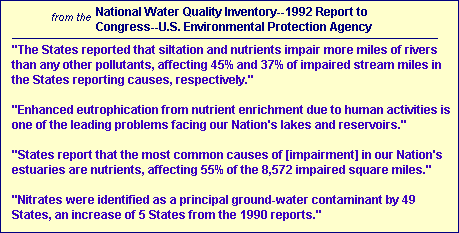 Quotes from USEPA National Water Quality Inventory--1992 Rept to Congress
