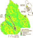 Map of land use categories and the Little Riber Basin drainage area