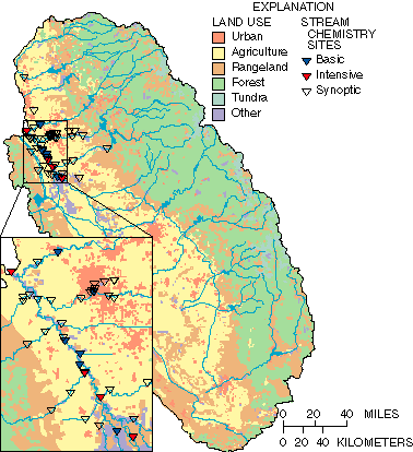 Map showing location of stream chemistry sites