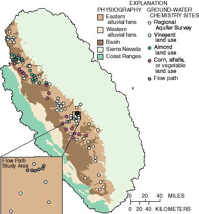 Map showing location of ground-water chemistry sites