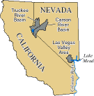 Map showing the location of
 the study unit basins in Nevada and California