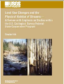Cover for circ1175--photograph  left a bubbling stream in the Cascade Mountains which has high-gradient, coarse-bedded streams. Photograph right: A number of trees that are in the Chickahominy River in the Coastal Plain of virginia which is a low-gradient, sand-bed stream.