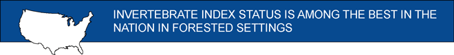 Banner: INVERTEBRATE INDEX STATUS IS AMONG THE BEST IN THE NATION IN FORESTED SETTINGS